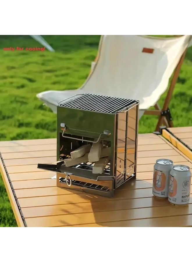 إسكدنيا موقد خشب قابل للطي متوسط الحجم، شواية تنجستين محمولة للتخييم، مدمجة للنزهات وحمل الظهر - Image 1