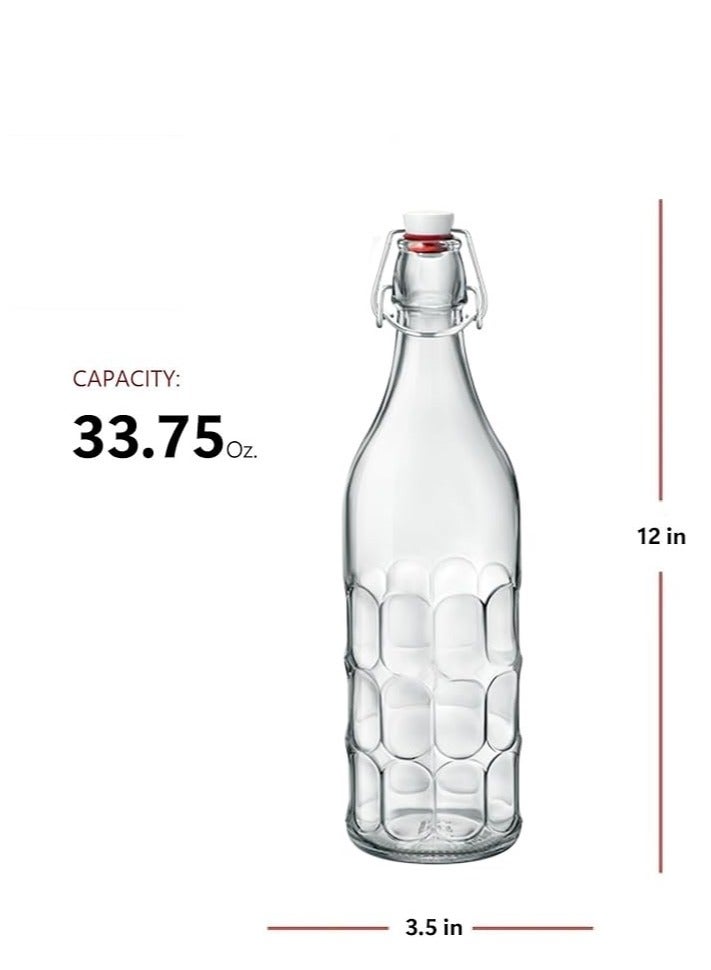 هوم زون هوم زون مجموعة من 2 قطع زجاجة زجاجية للزيت والماء والخل قابلة لاعادة الاستخدام ضمن مع غطاء متحرك، 1 لتر - Image 2