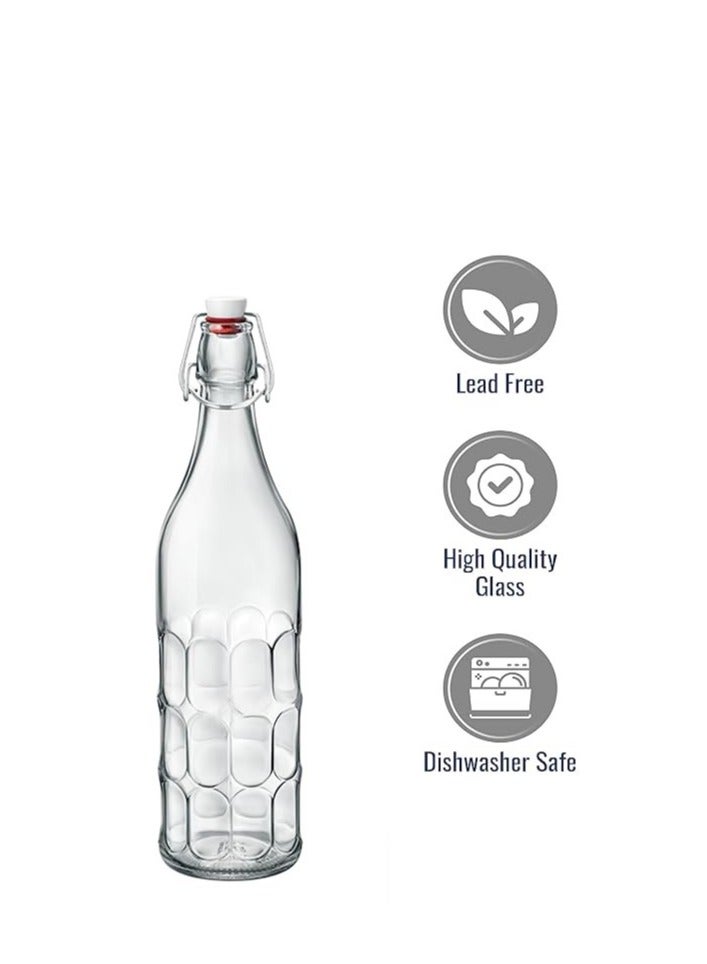 هوم زون هوم زون مجموعة من 2 قطع زجاجة زجاجية للزيت والماء والخل قابلة لاعادة الاستخدام ضمن مع غطاء متحرك، 1 لتر - Image 4