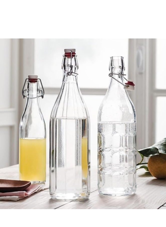 هوم زون هوم زون مجموعة من 2 قطع زجاجة زجاجية للزيت والماء والخل قابلة لاعادة الاستخدام ضمن مع غطاء متحرك، 1 لتر - Image 5