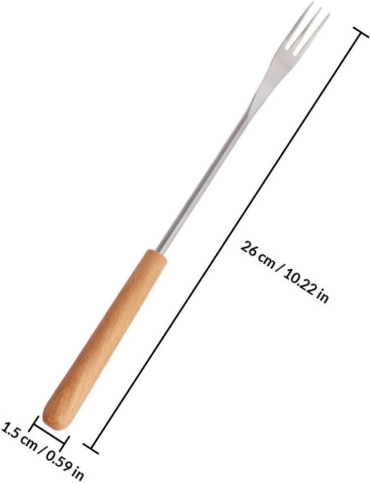 ULTECHNOVO Stainless Steel Fondue Forks with Wood Handle, 4pcs Long Handle Roasting Sticks for Cheese, Marshmallows, and Barbecue, Heat Resistant Utensils for Fire Pit and Dessert Cooking - Image 2