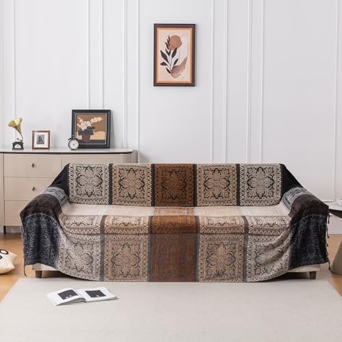Edcooy Boho Throw Blanket, Chenille Jacquard Tassels Throw Blankets for Bed Couch Soft Chair， Bohemian Fringe Tassels (Black, Large 86 * 102Inches) - Image 1