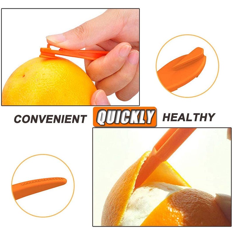 Cosmer Orange Peeler tools Plastic Orange Peeler Citrus Remover Easy Open Citrus Lemon Citrus Peel Cutter Vegetable Slicer Fruit Tools Kitchen Gadgets (Orange 2 Pack) - Image 4
