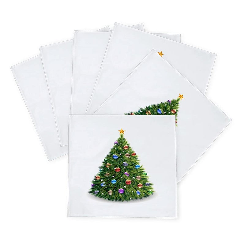Khakee 6 Pcs Christmas Theme Silk Table Napkins 10x 10 for Xmas Decoration Christmas OrnamentsChristmas Giftxmas21041 - Image 2