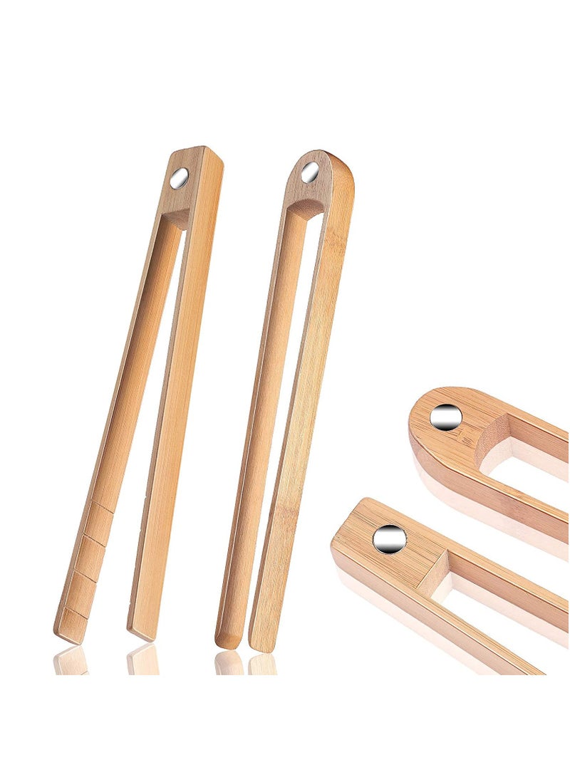 Barakah Wooden Toaster Tongs With Magnet Magnetic Bamboo Wood Toast Natural Kitchen Utensil Accessories for Cooking Bagel Cake Muffin Bread Set of 2 (8.7 Inch) - Image 1