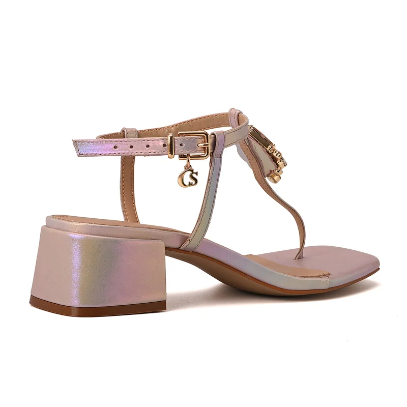 Carmen Steffens Thin Strap Block Heel Holographic Sandal