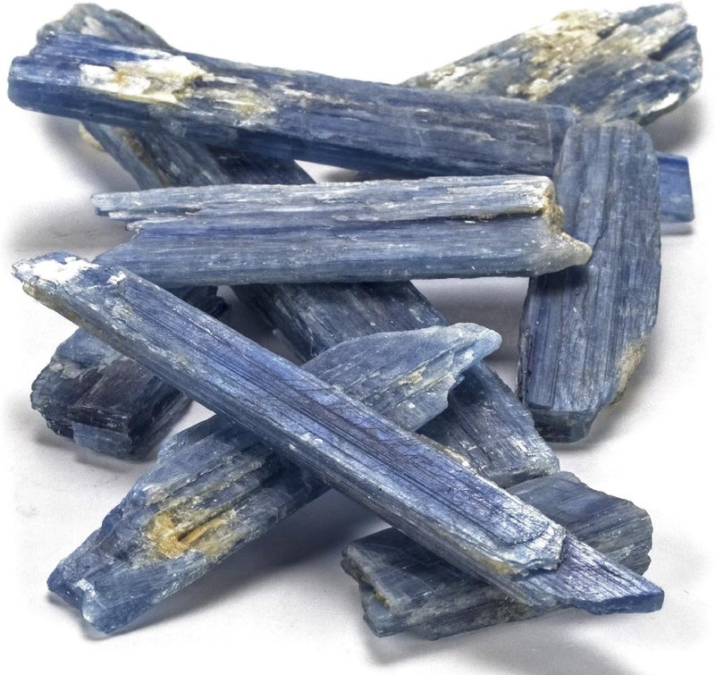 KALIFANO Kyanite Blade Bundle (500+ Carats) with Healing & Calming Effects - High Energy Reiki Crystal Used for Meditation and Tranquility (Information Card Included)