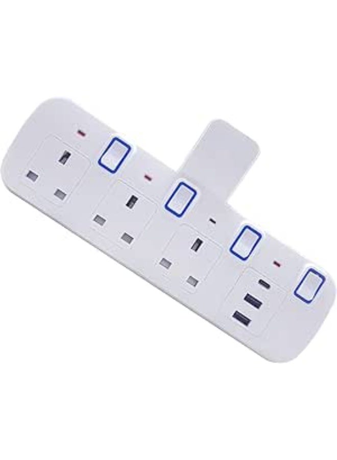تراداماكس تريدماكس مشترك كهربائي 4 مخارج بريطانية مع مفاتيح تشغيل منفصلة، منفذا USB-A ومنفذ USB-C للشحن السريع، وصلة كهرباء متعددة الاستخدام للمنزل والمكتب والسفر - أبيض - Image 1