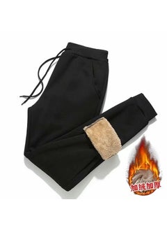 Mens Winter Sherpa-Lined Hoodie Pants Set Casual Pants Lamb Fleece