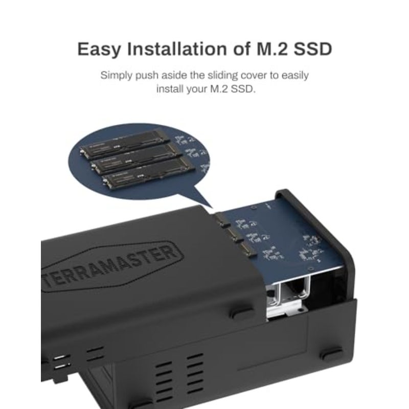 حاوية TERRAMASTER D5 Hybrid HDD NVMe - USB 3.2 Gen 2 10Gbps Type C 5Bay USB تخزين يدعم RAID 0/1/Single/JBOD حصريًا 2+3 RAID Hybrid Disk Array بدون أقراص - Image 4