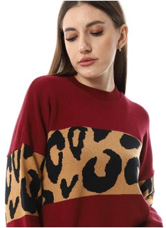 Andora Win Red With Touch Of Reptile Patterned Pullover_Wine Red  - Image 4