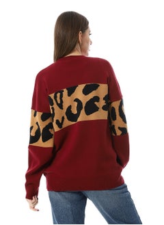 Andora Win Red With Touch Of Reptile Patterned Pullover_Wine Red  - Image 3