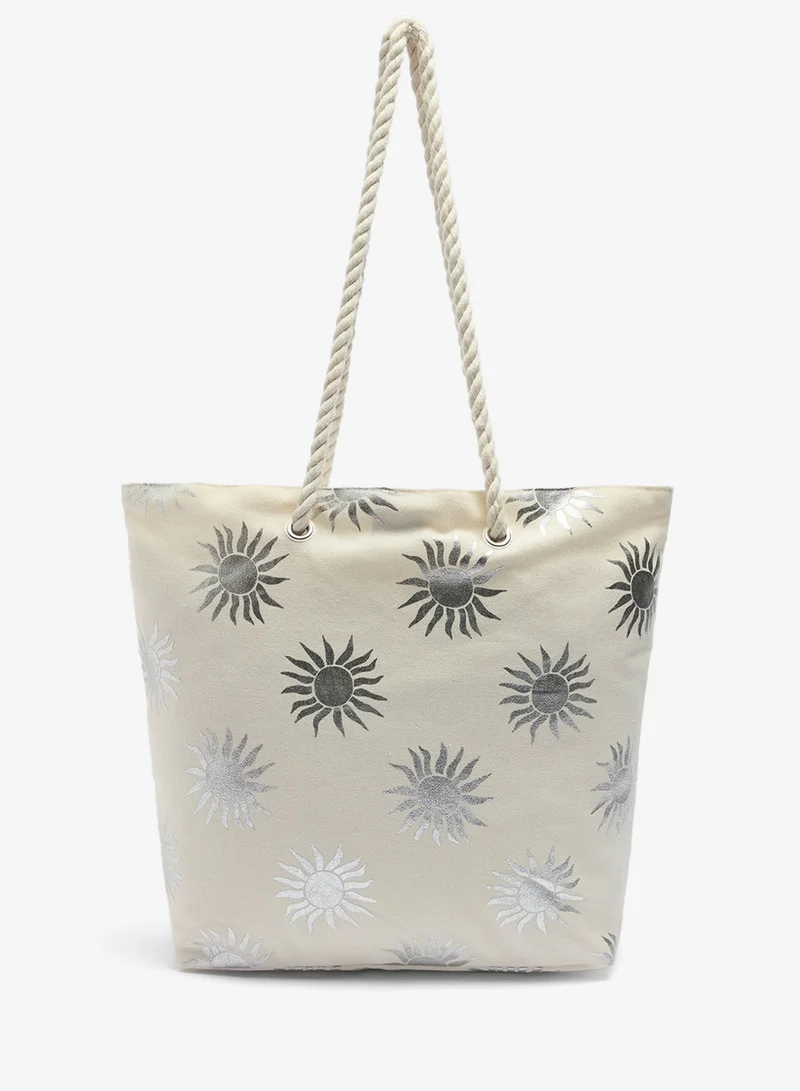 ماتلان White Celestial Rope Handle Beach Bag