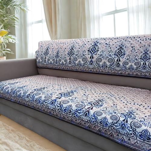 Homerz Premium Sofa Panel with Digital Prints, Antislip Backing, Super Soft Velvety Fabric Sheets Liners Kitchen (kalha, 3 Seater with Back) - Image 1