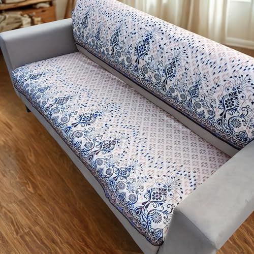 Homerz Premium Sofa Panel with Digital Prints, Antislip Backing, Super Soft Velvety Fabric Sheets Liners Kitchen (kalha, 3 Seater with Back) - Image 5