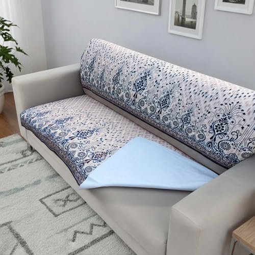 Homerz Premium Sofa Panel with Digital Prints, Antislip Backing, Super Soft Velvety Fabric Sheets Liners Kitchen (kalha, 3 Seater with Back) - Image 3