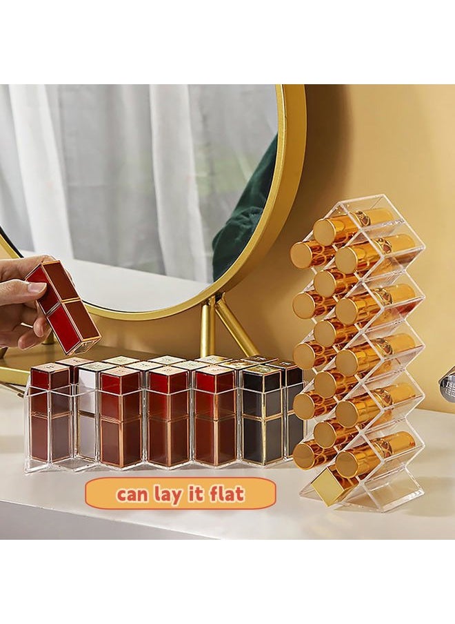 Cedilis 4 Pack Acrylic Lipstick Holder Organizer, 64 Slot Clear Lip Gloss Storage Organizer, Fish Shape Lipstick Display Stand Tower for Cosmetic Makeup and Dresser Display  - Image 4