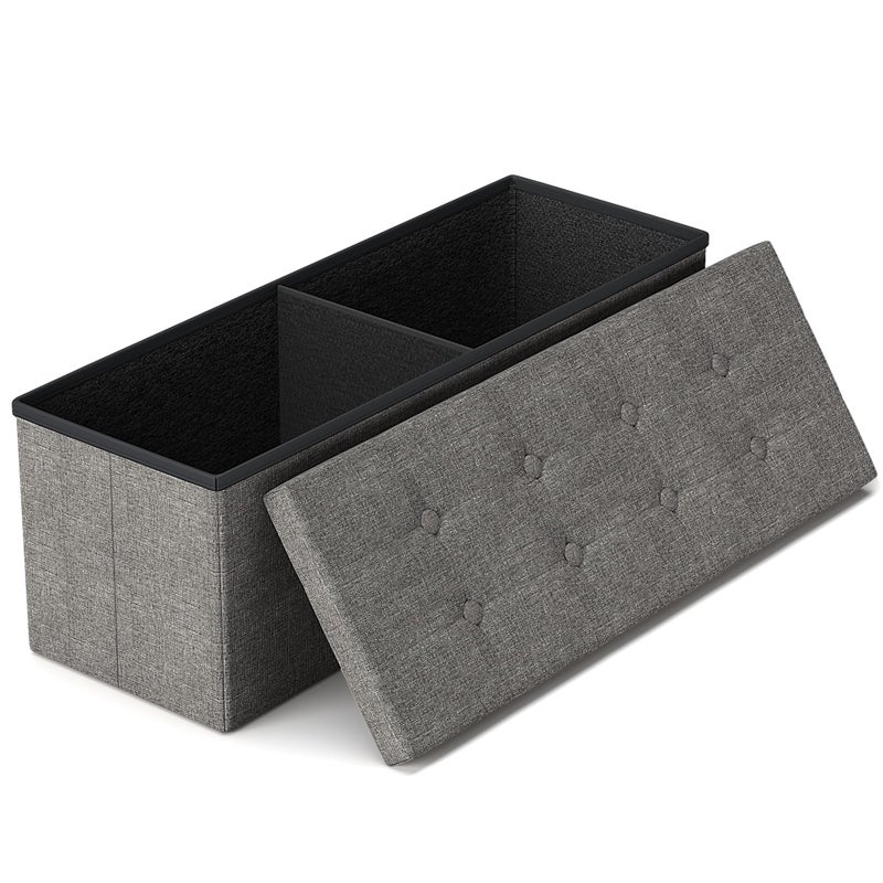 GLAXYFUR 43.3 inches Folding Storage Ottoman Bench Storage Chest Footrest for Bedroom, Entryway and Living Room, Holds up to 660 lb Dark Grey - Image 1