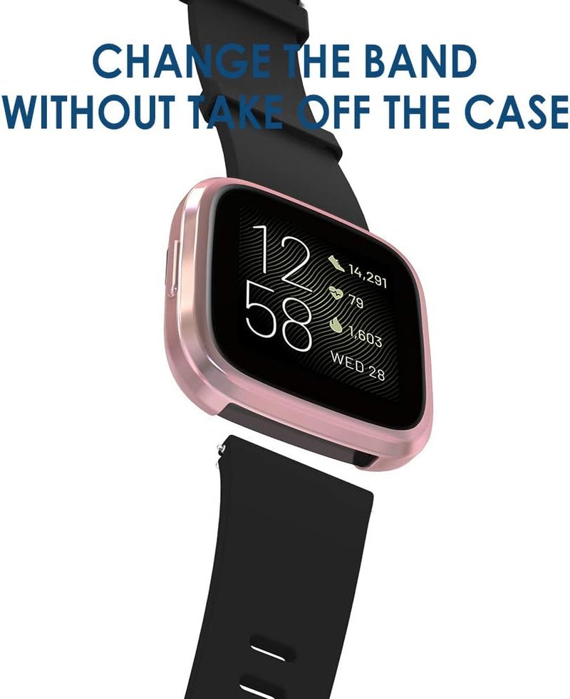 Simpeak Screen Protector Case Compatible with Fitbit Versa 2 Smartwatch Pack of 5 Full Protection Soft TPU Plated Bumper Cover Rose PinkClearSilverBlackRose Gold - Image 5