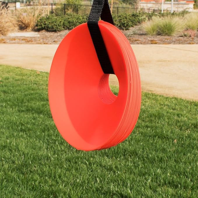 Fitfix® Sports Soccer Mini Disc Cones - Durable 5" Diameter, 1.5" Height - Sets of 10 ps Multicolour with Carry Strap - Lightweight, Versatile for Soccer, Cricket, Track & Field Training - Image 3