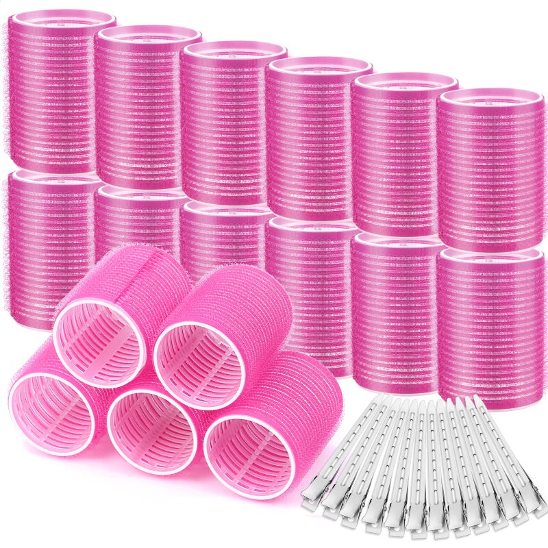 Acejoz Big Self-Grip Hair Rollers with Stainless Steel Duckbill Clips for Long, Medium Hair and Volume - Image 1