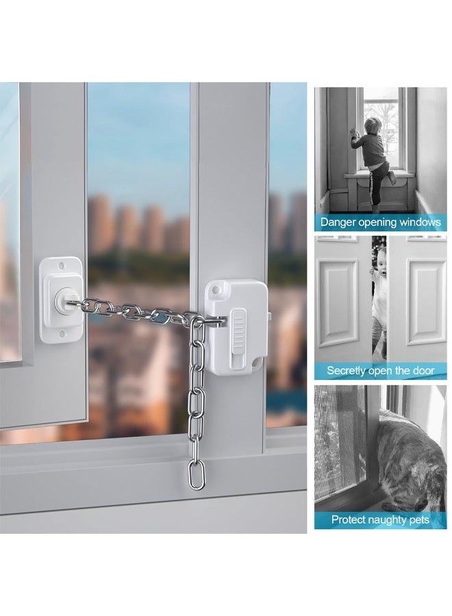 2 PCS Window Locks Window Safety Restrictors with Screws, Window Restrictor Locks for Child Pets Safety, Adjustable Window Lock for Door, Sliding Window, Fridge, Cabinets, Drawers - Image 5