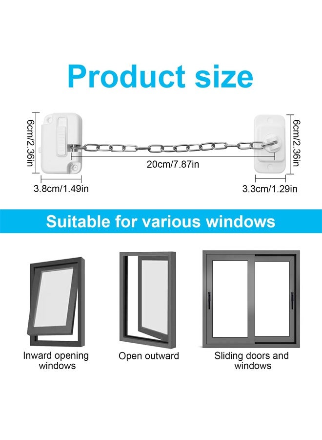 2 PCS Window Locks Window Safety Restrictors with Screws, Window Restrictor Locks for Child Pets Safety, Adjustable Window Lock for Door, Sliding Window, Fridge, Cabinets, Drawers - Image 2