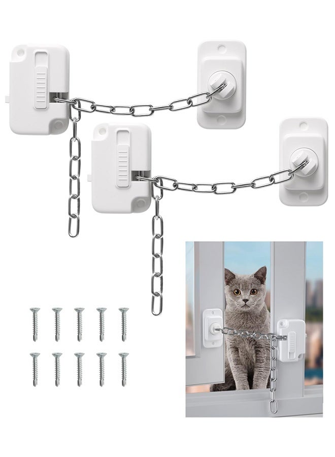 2 PCS Window Locks Window Safety Restrictors with Screws, Window Restrictor Locks for Child Pets Safety, Adjustable Window Lock for Door, Sliding Window, Fridge, Cabinets, Drawers - Image 1