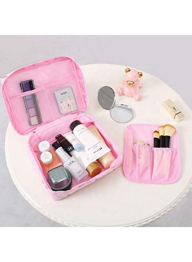 AB SALES Travel Toiletry Bagwash Bag Portable Make Up Bag For Womenlarge Capacity Cosmetic Bag Perfect For Travel/Daily Use Blue Color Flamingo Design - Image 4