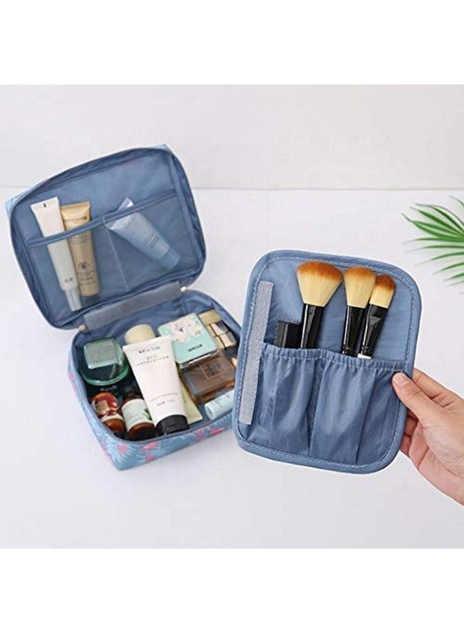 AB SALES Travel Toiletry Bagwash Bag Portable Make Up Bag For Womenlarge Capacity Cosmetic Bag Perfect For Travel/Daily Use Blue Color Flamingo Design - Image 5