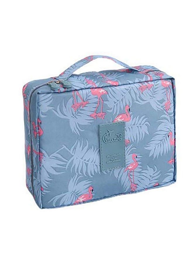 AB SALES Travel Toiletry Bagwash Bag Portable Make Up Bag For Womenlarge Capacity Cosmetic Bag Perfect For Travel/Daily Use Blue Color Flamingo Design - Image 2