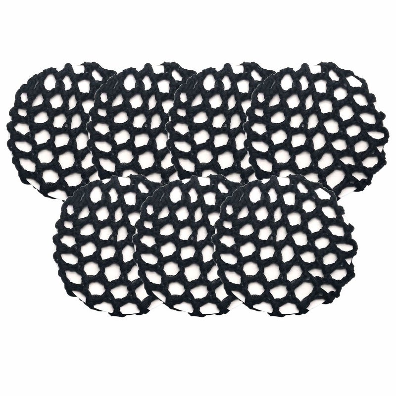 7 Pack Women Ballet Dance Skating Snoods Hair Net Bun Cover Black (Bold mesh)