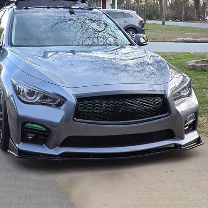 FINMOKAL Glossy Black 3-Piece Front Bumper Lip Spoiler Splitter Compatible with Infiniti Q50 Sport 2014-2017 - Image 4