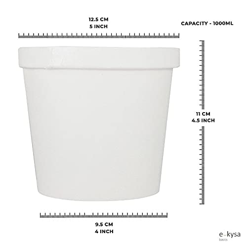 SANWALSA [1000 ml, 10 Count, White Disposable Bagasse Paper Container with Lid | Eco-Friendly Bowl/Tub for Picnic, Travel, Food Truck | Ideal for Both Hot & Cold Food - Image 3