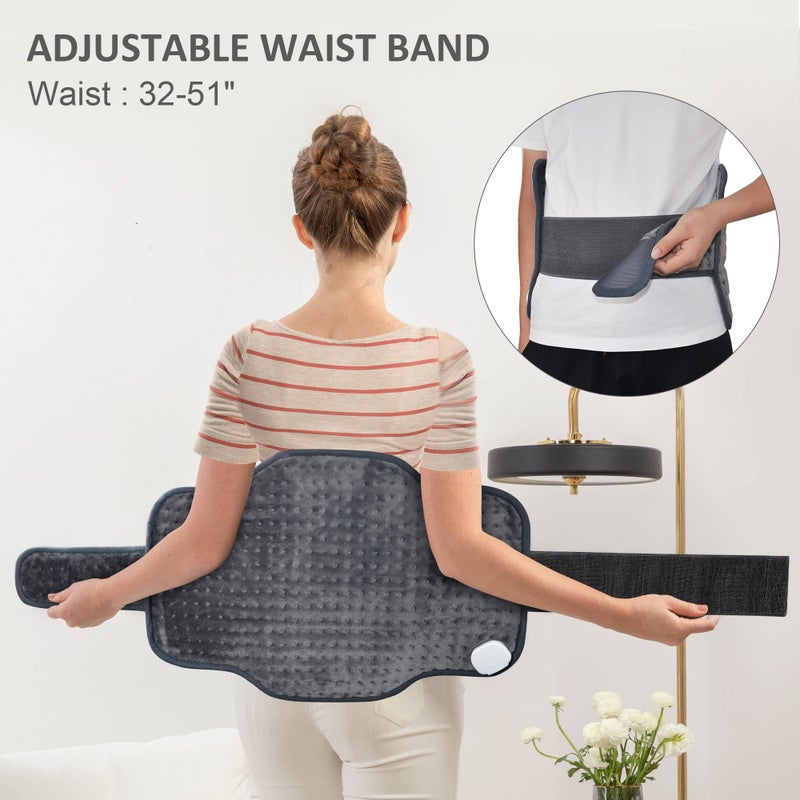 Snailax Heating Pad For Back Pain Relief  Fsa Hsa Eligible Electric Heat Pad For Period Cramps  Neck  Shoulders  Heated Pad With Adjustable Strap  6 Heat Levels  Auto Shut Off  16 X24  Washable Gifts - Image 3
