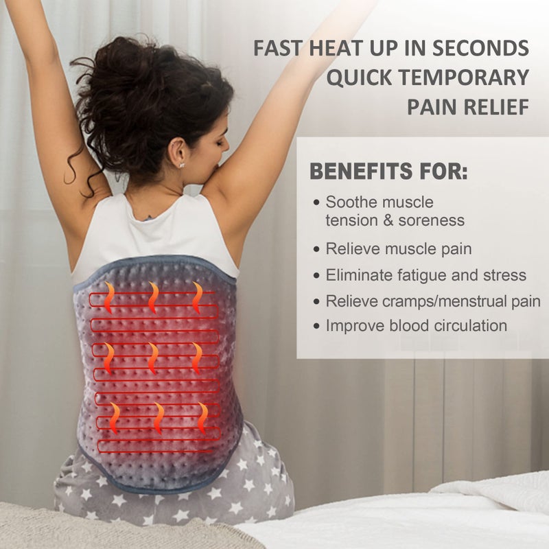 Snailax Heating Pad For Back Pain Relief  Fsa Hsa Eligible Electric Heat Pad For Period Cramps  Neck  Shoulders  Heated Pad With Adjustable Strap  6 Heat Levels  Auto Shut Off  16 X24  Washable Gifts - Image 2