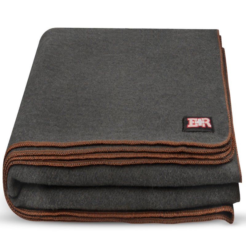 Ever Ready First Aid Military Wool Blanket 80 Wool Warm Washable Perfect for Outdoors Camping Picnics Travel Car Bushcraft Emergency Blanket 96 x 66 5 lbs Grey Twin Size