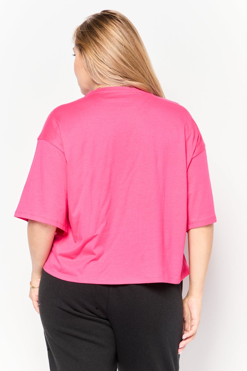 PUMA تي شيرت تدريب قصير الأكمام للنساء، وردي داكن - Image 4