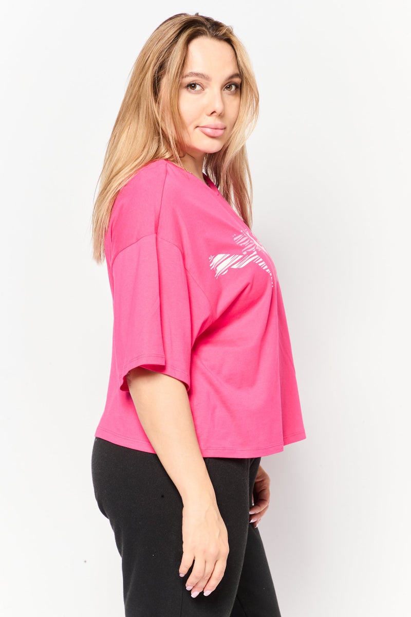 PUMA تي شيرت تدريب قصير الأكمام للنساء، وردي داكن - Image 3