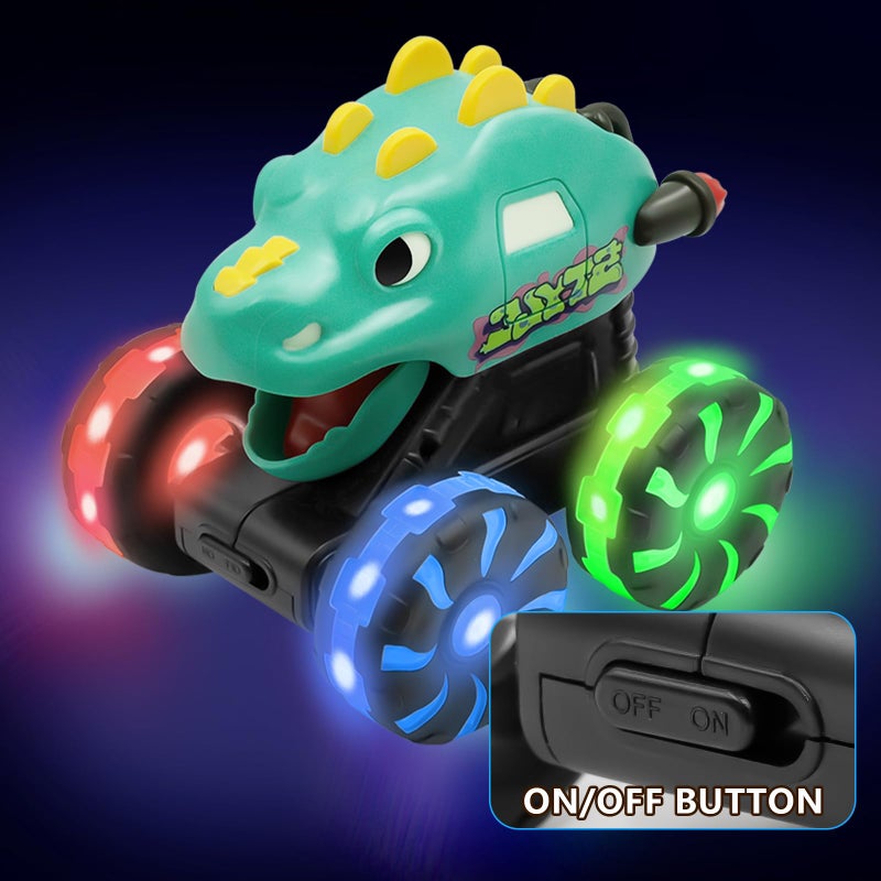 Intoypad Green Dino Monster Truck â€“ LED Light-Up Press and Go Toy Car for Toddlers Age 2 3 4 5 â€“ Dinosaur Truck with Flashing Wheels and Chomping Mouth for Boys and Girls - Image 5