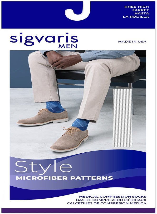 Sigvaris Men’s Style Microfiber Patterns 830 Closed Toe Calf-High Socks 20-30mmHg - Graphite Confetti - Medium Long - Image 2