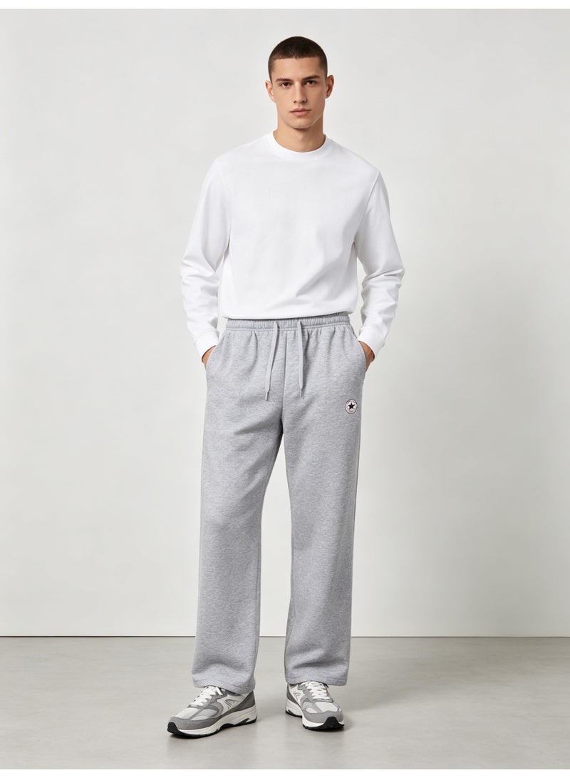 Converse Unisex Wide Leg Sweatpants, Casual Straight Sports Trousers for Men & Women, Heather Grey - Image 1