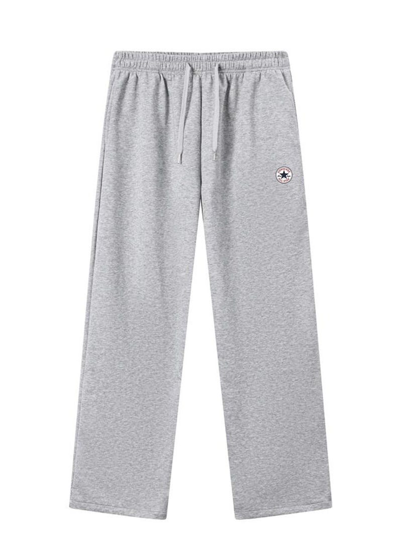 Converse Unisex Wide Leg Sweatpants, Casual Straight Sports Trousers for Men & Women, Heather Grey - Image 4