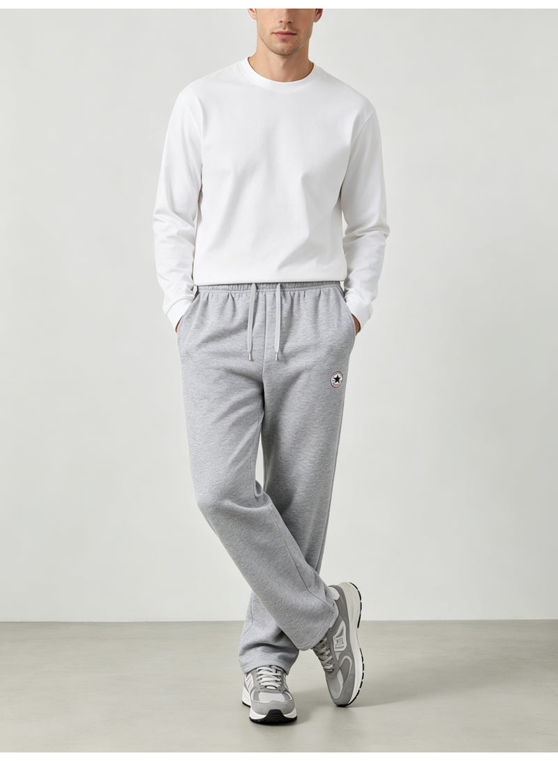 Converse Unisex Wide Leg Sweatpants, Casual Straight Sports Trousers for Men & Women, Heather Grey - Image 2