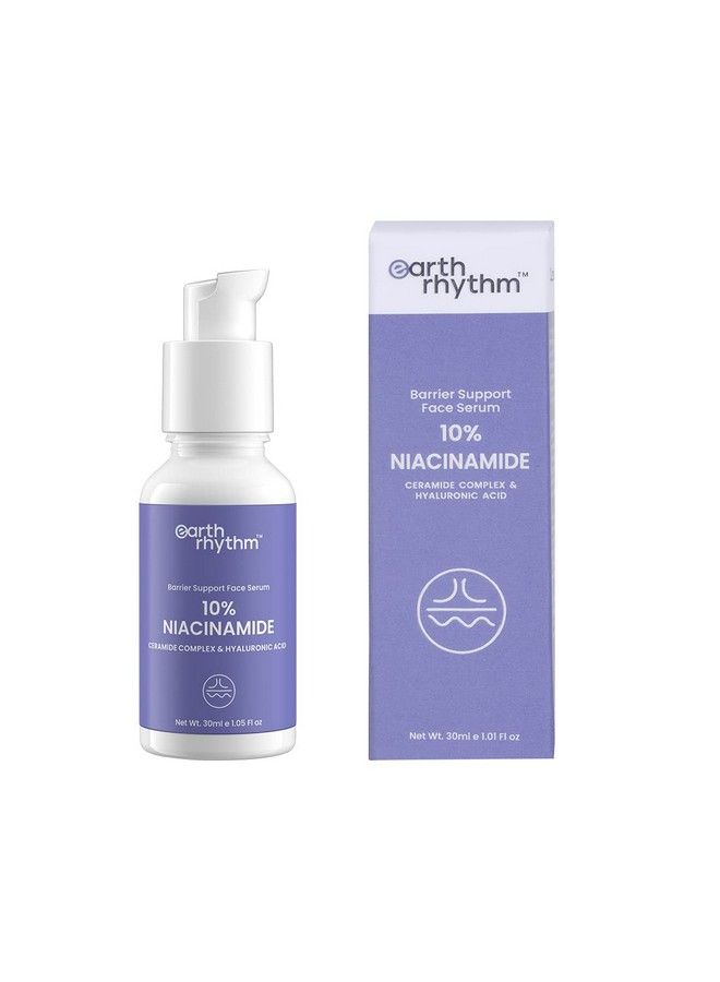 Earth Rhythm 10% Niacinamide Face Serum with Hyaluronic Acid | For Acne Prone, Oily & Sensitive Skin | Evens Out Skin Tone, Improves Texture, Plumps & Hydrates Skin | Men & Women - 1.01 Fl Oz
