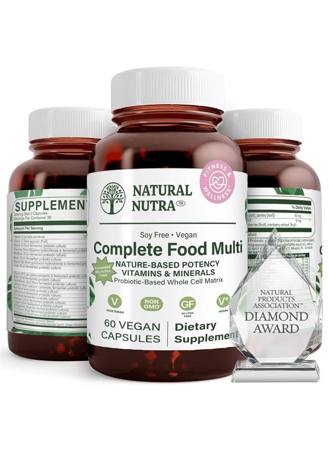 Natural Nutra Whole Food Complete Multivitamin and Mineral with Probiotics for Women and Men, Energy Booster, Helps Maintain Bone Health Supplement, Improves Brain Function and Skin, 60 Capsules - Image 1
