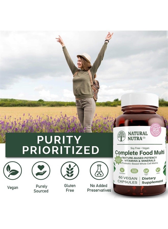 Natural Nutra Whole Food Complete Multivitamin and Mineral with Probiotics for Women and Men, Energy Booster, Helps Maintain Bone Health Supplement, Improves Brain Function and Skin, 60 Capsules - Image 2