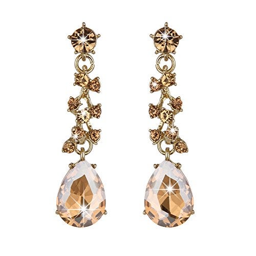 Molie Bridal Austrian Crystal Necklace and Earrings Jewelry Set Gifts fit with Wedding Dress(Champagne) - Image 4