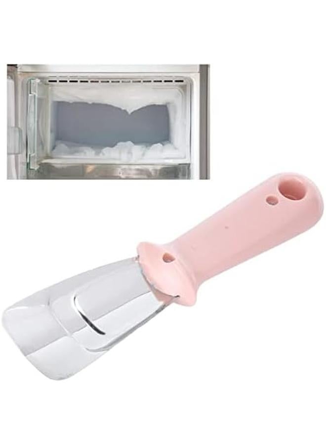 سيجوي ملعقة دي آيس من الفولاذ المقاوم للصدأ للثلاجة مجرفة إزالة الجليد أدوات تنظيف المطبخ المنزلية أداة مكشطة للثلاجة من الفولاذ غطاء المطبخ مكشطة تنظيف باللون الوردي - Image 3