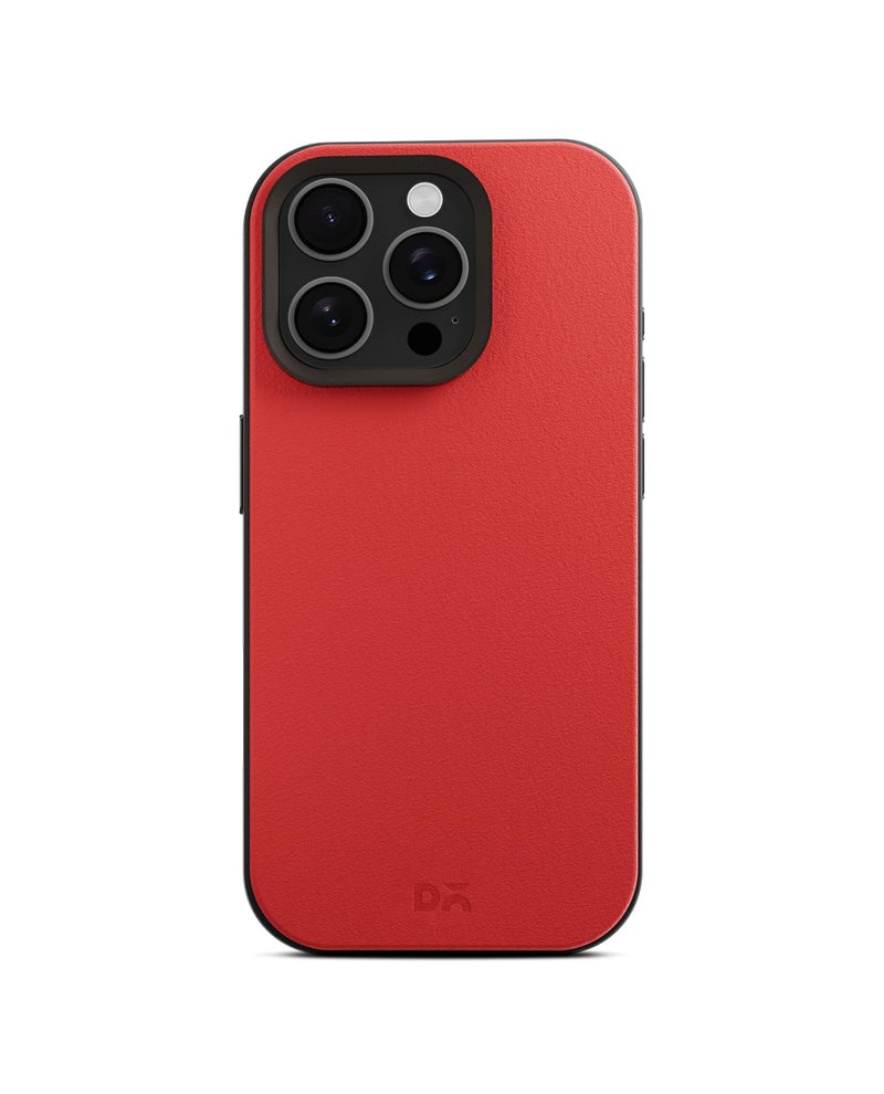 DailyObjects Leatherite Case for iPhone 16 Pro Max Compatible with Mag-Safe Wireless Charging | Crimson-Grey Hybrid Magnetic Back Cover - Image 1